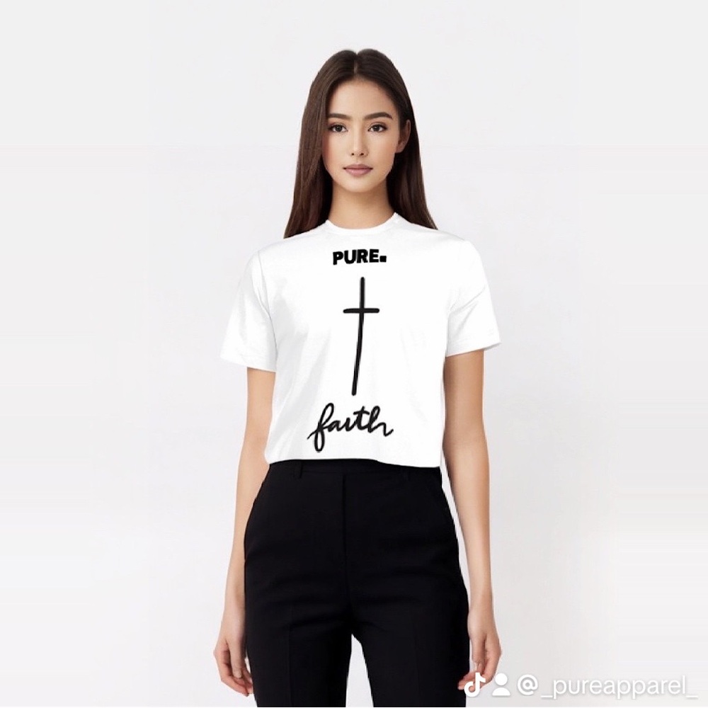 Pure faith white short sleeve crew neck t-shirt by PureApparel
